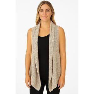 Alice + Olivia Sleeveless Open Front Knit Cardigan Vest Oatmeal Beige Size Large